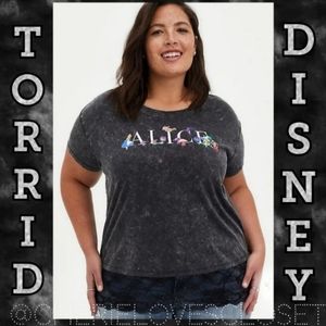 TORRID DISNEY Alice In Wonderland Black Lace Hem Top! NWT!